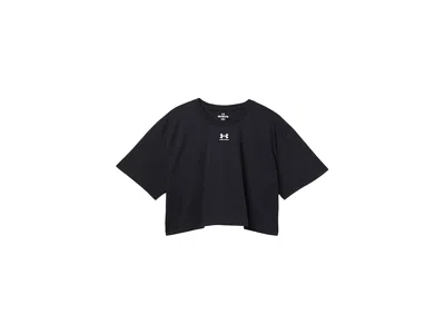 Under Armour Rival Short Sleeve T-shirt (big Kid) Girl's Clothing Black/white : Md (10-12 Big Kid), Polyester In Multi