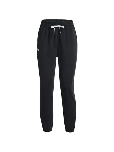 Under Armour Rival Terry Logo-print Drawstring Track Pants In Black