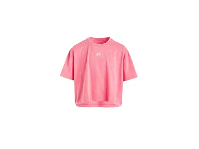 Under Armour Rival Wash Short Sleeve T-shirt (big Kid) Girl's Clothing Bittersweet Pink/white : Lg (14-16 Big Kid