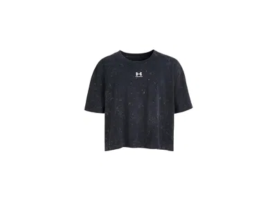 Under Armour Rival Wash Short Sleeve T-shirt (big Kid) Girl's Clothing Black/white : Md (10-12 Big Kid), Cotton In Multi