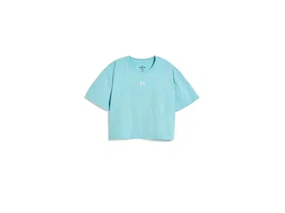 Under Armour Rival Wash Short Sleeve T-shirt (big Kid) Girl's Clothing Blue Haze/white: Xl (18-20 Big Kid)