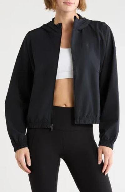 Under Armour Rival Water Repellent Hooded Jacket In Black
