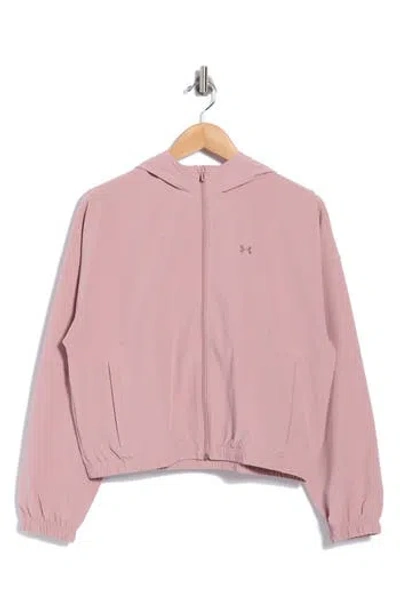 Under Armour Rival Water Repellent Hooded Jacket In Pink