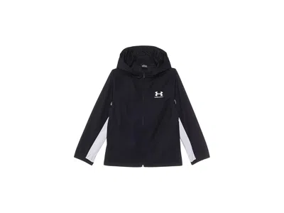 Under Armour Rival Woven Jacket (big Kid) Boy's Jacket Black/white/white : Xs (7 Big Kid), Polyester