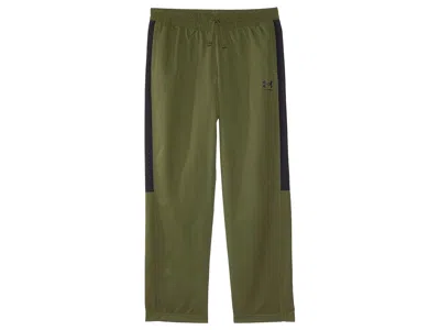 Under Armour Rival Woven Pants (big Kids) Boy's Clothing Marine Od Green/black/black : Xs (7 Big Kid), Polyester In Blue