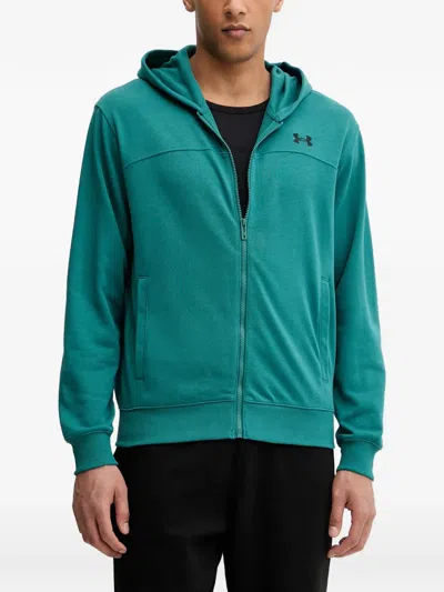 Under Armour Rival Zip-up Logo-embroidered Hoodie In Green