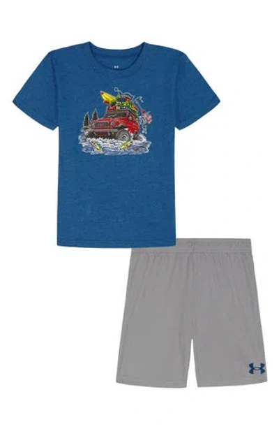 Under Armour Kids'  River Run Graphic T-shirt & Mesh Shorts Set In Blue