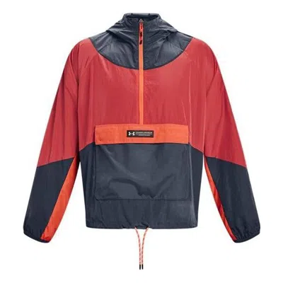 Under Armour Rush Woven 1/2 Zip Anorak Jacket 'red Grey'