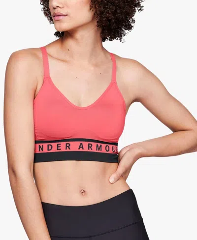 Under Armour Seamless Strappy Back Low Impact Sports Bra In Orange In Pink