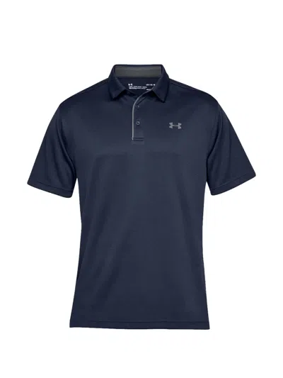 Under Armour Tech Button Up Placket Polo In Midnight Navy In Blue