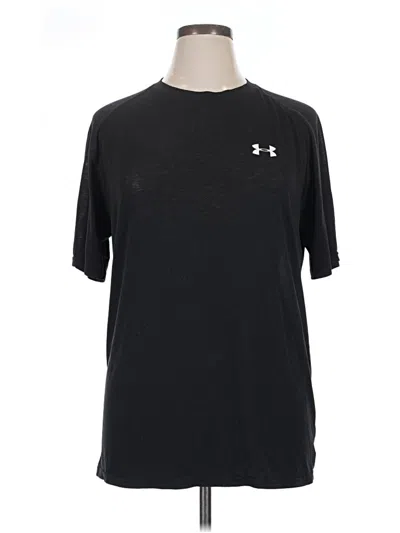 Pre-owned Under Armour Short Sleeve Top Black Solid Pattern Crew Neck Tops