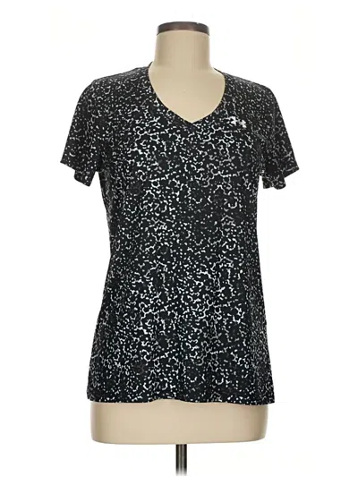 Pre-owned Under Armour Short Sleeve Top Black Stars Pattern V-neck Tops