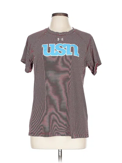 Pre-owned Under Armour Short Sleeve Top Burgundy Crew Neck Tops