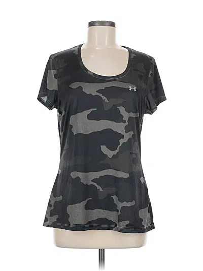 Pre-owned Under Armour Short Sleeve Top Gray Camo Pattern Scoop Neck Tops