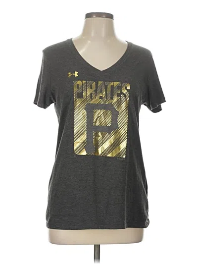 Pre-owned Under Armour Short Sleeve Top Gray V Neck Tops