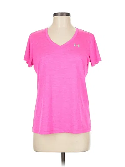 Pre-owned Under Armour Short Sleeve Top Pink V Neck Tops