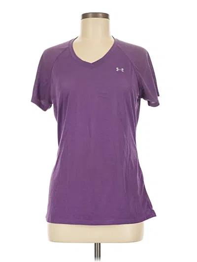 Pre-owned Under Armour Short Sleeve Top Purple V-neck Tops
