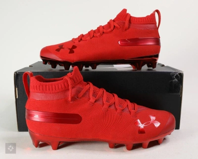 Pre-owned Under Armour Spotlight Suede Mc Red Football Cleats (3022816-600) Men's Sz 9