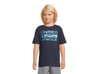 Under Armour Stacked Logo T-shirts (big Kid) Boy's Workout Midnight Navy : Xl (18-20 Big Kid), Cotton/polyester In Blue