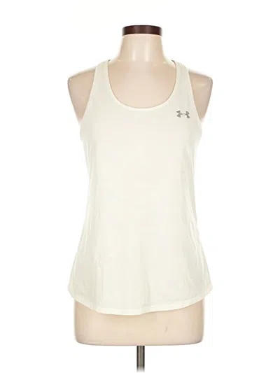 Pre-owned Under Armour Tank Top Ivory Halter Neckline Tops In White