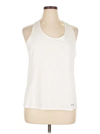 Pre-owned Under Armour Tank Top Ivory Halter Neckline Tops In White