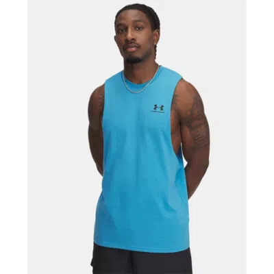 UNDER ARMOUR TANK TOP MEN'S BLUE LEFT CHEST CUT-OFF SLEEVELESS ACTIVEWEAR JAX58