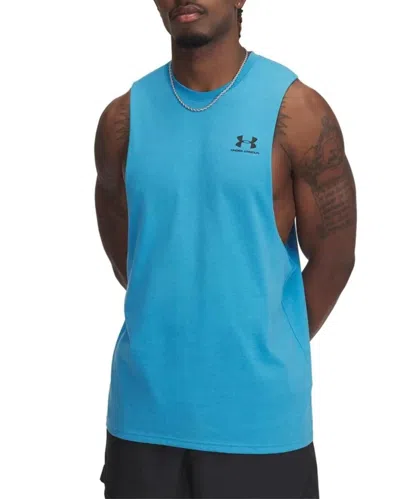 Under Armour Tank Top Men's Blue Left Chest Cut-off Sleeveless Activewear Jax58