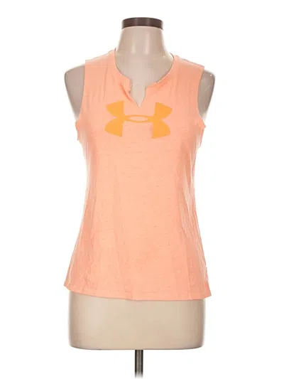 Pre-owned Under Armour Tank Top Orange Keyhole Neckline Tops