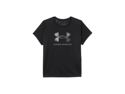 Under Armour Tech Big Logo Print Short Sleeve T-shirt (big Kid) Girl's Clothing Black/castlerock : Md (10-12 Big 