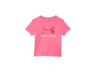 Under Armour Tech Big Logo Print Short Sleeve T-shirt (big Kid) Girl's Clothing Super Pink/white : Lg (14-16 Big 