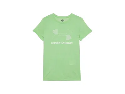 Under Armour Tech Big Logo Twist Short Sleeve T-shirt (big Kids) Girl's Clothing Aloe/white : Sm (8 Big Kid), Pol