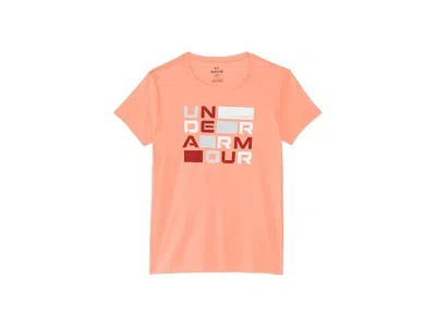 Under Armour Tech Block Logo Short Sleeve T-shirt (big Kid) Girl's Clothing Flare Orange/earthen Orange : Lg (14-