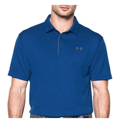 Under Armour Tech Button Up Placket Polo In Royal In Blue
