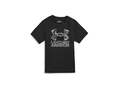 Under Armour Tech Hybrid Print Short Sleeve T-shirt (big Kid) Boy's Shorts Black/white: Xs (7 Big Kid) One Size