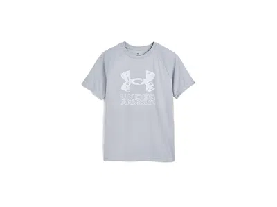 Under Armour Tech Hybrid Print Short Sleeve T-shirt (big Kid) Boy's Shorts Mod Gray/distant Gray : Lg (14-16 Big 