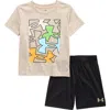 Under Armour Tech Logo Short Sleeve T-shirt & Shorts Set In Neutral