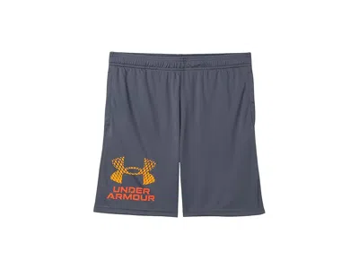Under Armour Tech Logo Shorts (big Kids) Boy's Clothing Castlerock/squad Orange/orange Base : Xl (18-20 Big Kid), In Blue