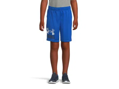 Under Armour Tech Logo Shorts (little Kid/big Kid) Boy's Clothing Team Royal : 6 Little Kid, Polyester In Blue