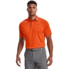 Under Armour Tech Polo Shirt Men Orange Short Sleeve Collared Golf Jdm1875 In Orange