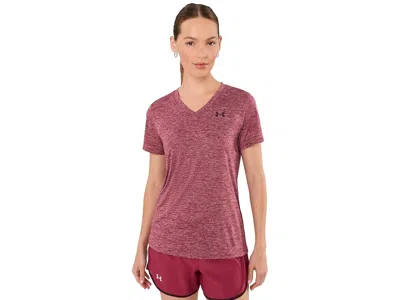 Under Armour Tech Short Sleeve V-neck Twist Women's Clothing Claret/ox Blood: Xl (us 16), Polyester In Pink