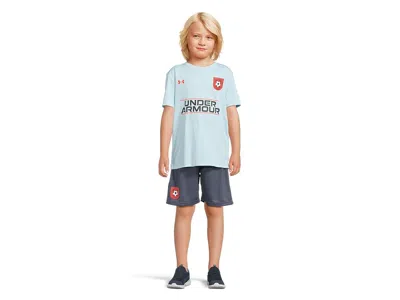 Under Armour Tech Soccer Shorts Set (little Kid/big Kid) Boy's Clothing Stream : 4 Little Kid, Polyester In Blue