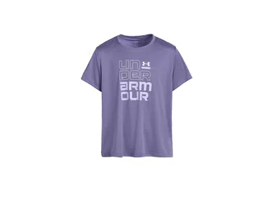 Under Armour Tech Split Wordmark Short Sleeve T-shirt (big Kid) Girl's Clothing Purple Luxe/purple Crest : Md (10
