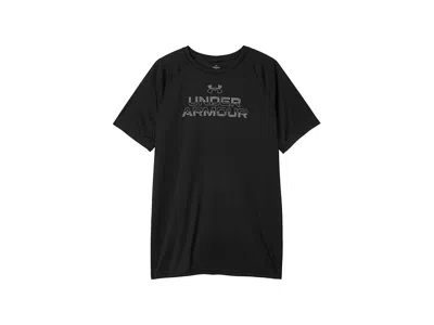 Under Armour Tech Split Wordmark Short Sleeve T-shirt (big Kids) Kid's Clothing Black/castlerock: Lg (14-16 Big K