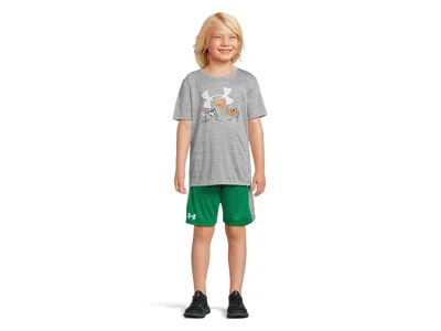 Under Armour Tech Sport Shorts Set (little Kid/big Kid) Boy's Clothing Steel : 5 Little Kid, Polyester In Gray