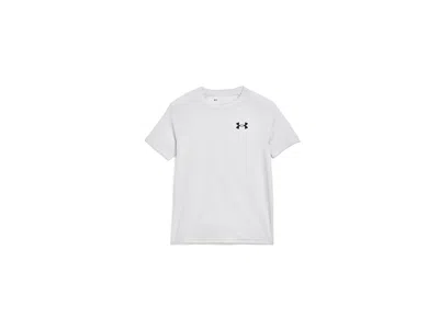 Under Armour Tech Textured Short Sleeve T-shirt (big Kid) Boy's Clothing Distant Gray/black: Xs (7 Big Kid) In White