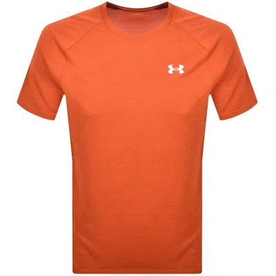 Under Armour Tech Textured T Shirt Orange In Red