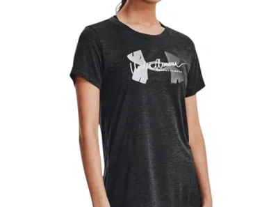 Under Armour Tech Twist Script Logo Tee In Black