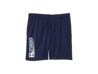 Under Armour Tech Wordmark Shorts (big Kids) Boy Kid's Shorts Midnight Navy/stream/white : Sm (8 Big Kid), Polyes In Blue