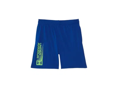 Under Armour Tech Wordmark Shorts (big Kids) Boy Kid's Shorts Tech Blue/morph Green : Lg (14-16 Big Kid), Polyest