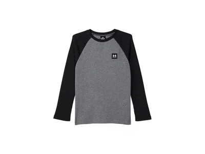 Under Armour Thermal Raglan (big Kid) Boy's Workout Castlerock : Lg (14-16 Big Kid), Polyester/spandex In Gray
